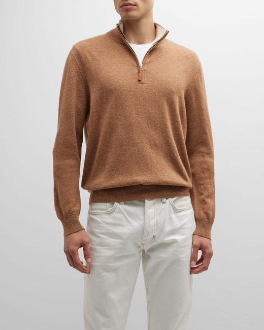 Neiman Marcus Wool-Cashmere 1/4-Zip Sweater