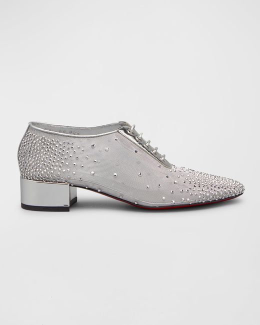 Christian Louboutin Crystal Mesh Red Sole Jazz Loafers