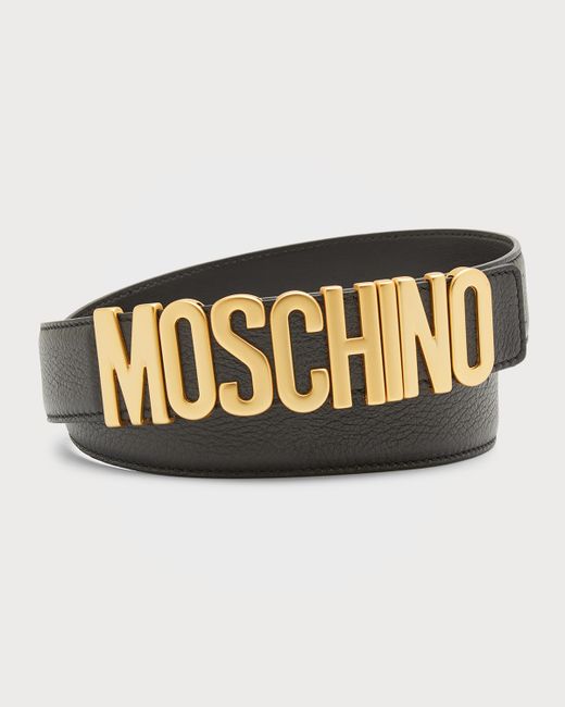 Moschino Leather Logo Buckle Belt