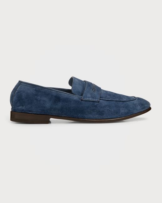 Z Zegna Lasola Suede-Leather Penny Loafers