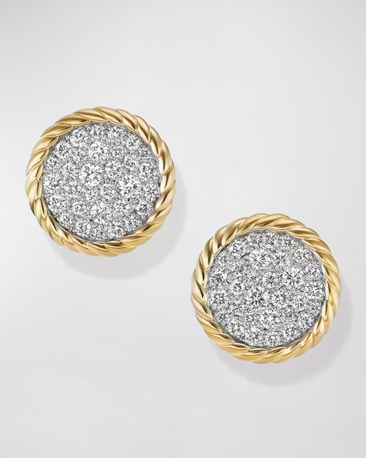 David Yurman Elements Earrings in 18K Gold with Diamonds 11.5mm 0.5