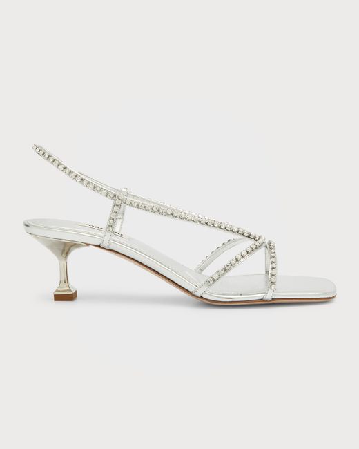 Miu Miu Crystal-Embellished Slingback Sandals