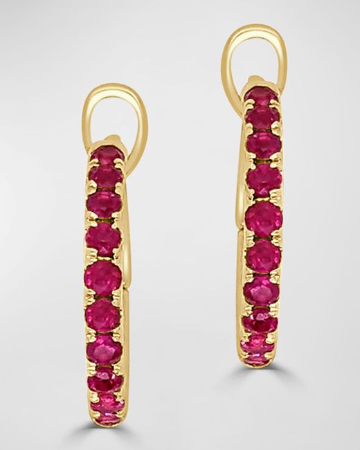 Frederic Sage 18K Yellow Gold Small All Ruby Polished Inner Hoop Earrings