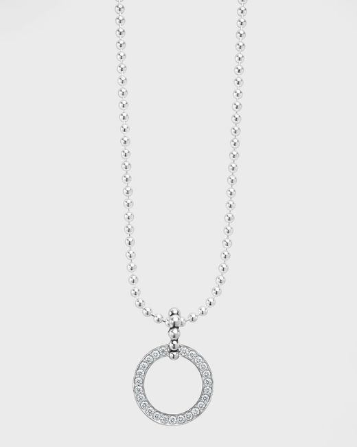 Lagos Caviar Spark Diamond Large Circle Pendant Necklace
