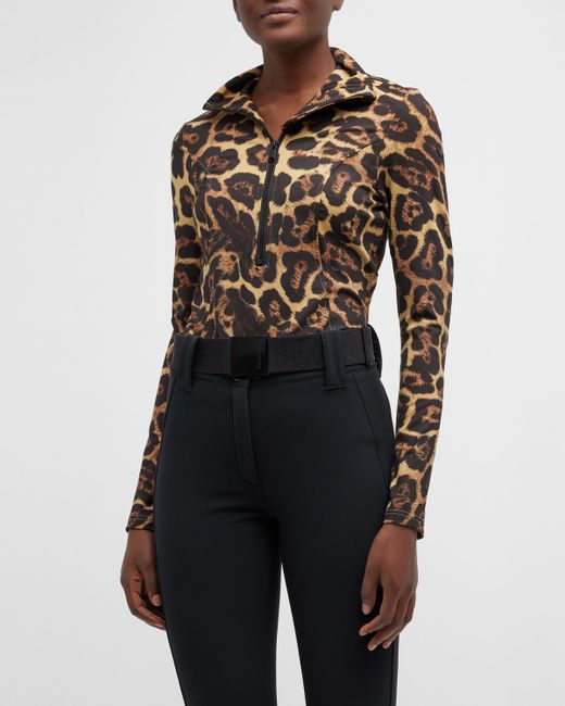 Goldbergh Leona Leopard Print Half-Zip Pullover