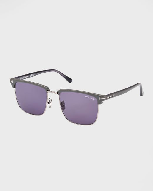 Tom Ford FT0997-Hudson Half-Rim Square Sunglasses