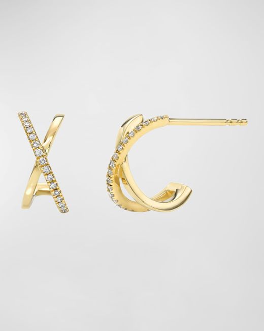Zoe Lev Jewelry 14K Gold and Diamond X Stud Earrings