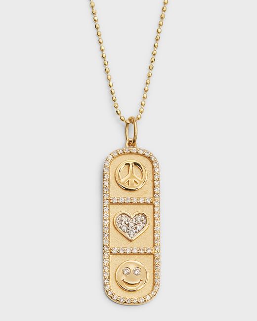 Sydney Evan 14k Gold Cartouche Tag Necklace with Diamonds