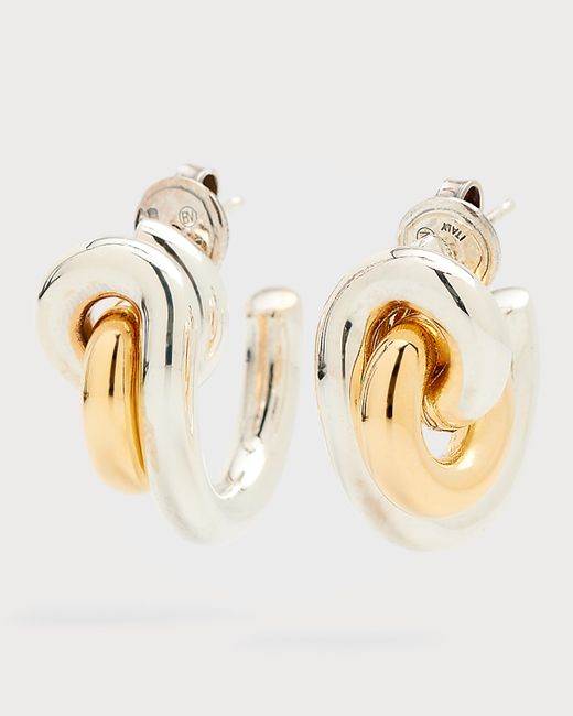 Bottega Veneta Two-Tone Huggie and Ring Earrings