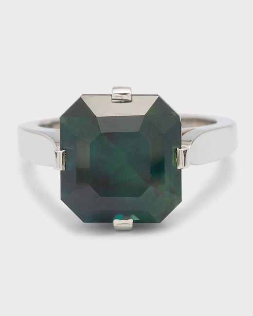 Bayco Platinum Emerald-Cut Natural Sapphire Ring 5.75