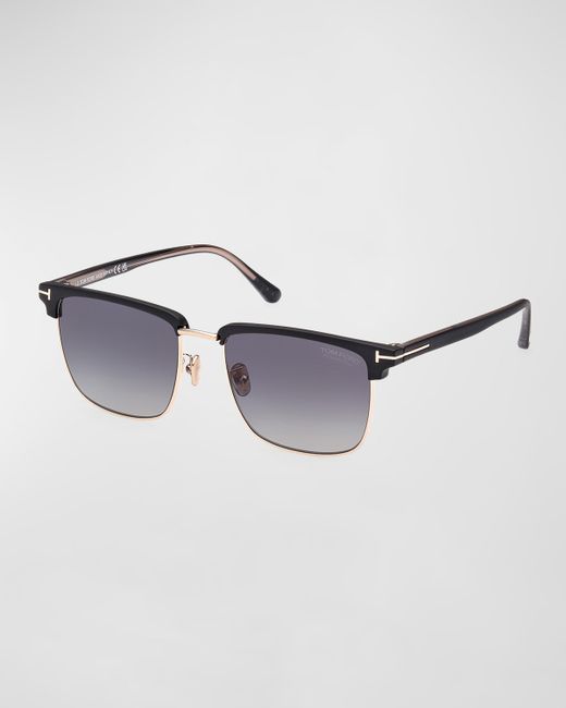 Tom Ford FT0997-Hudson Half-Rim Square Sunglasses
