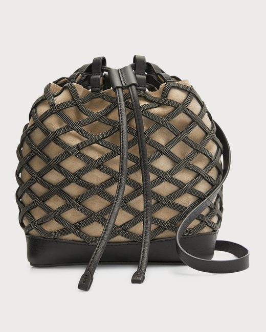 Brunello Cucinelli Monili Ribbon Leather Bucket Bag