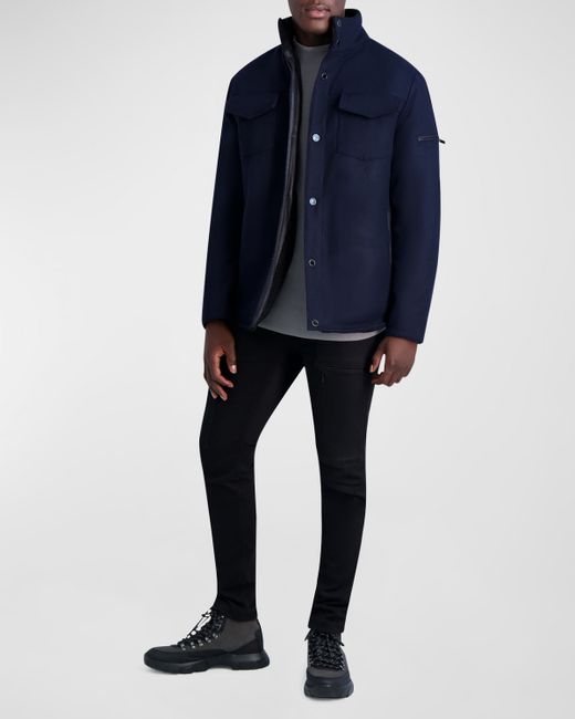 Karl Lagerfeld Sherpa-Lined Wool Shirt Jacket
