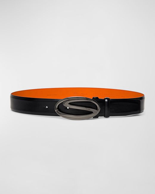 Santoni Oval S-Logo Cuttable Leather Belt