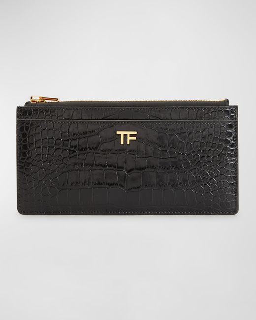 Tom Ford TF Zip Croc-Embossed Wallet