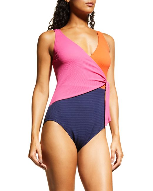 Tommy Bahama Colorblock Scoop-Back One-Piece Swimsuit