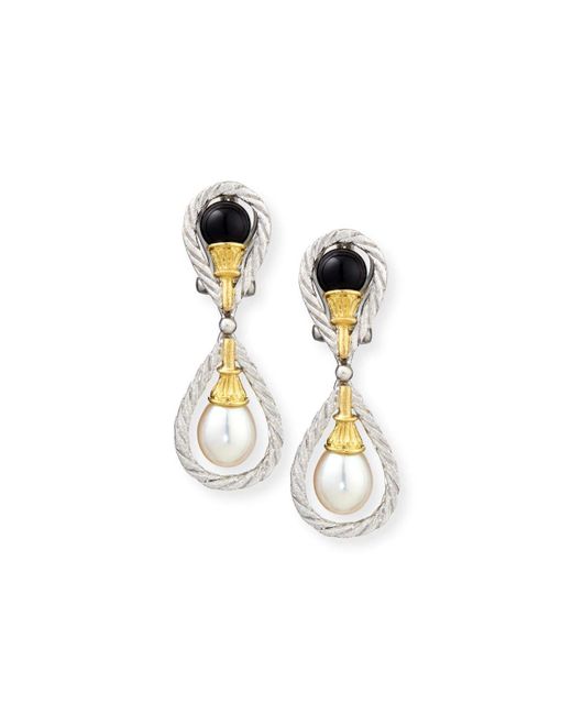 Buccellati 18k Drop Earrings with Onyx and Pearls