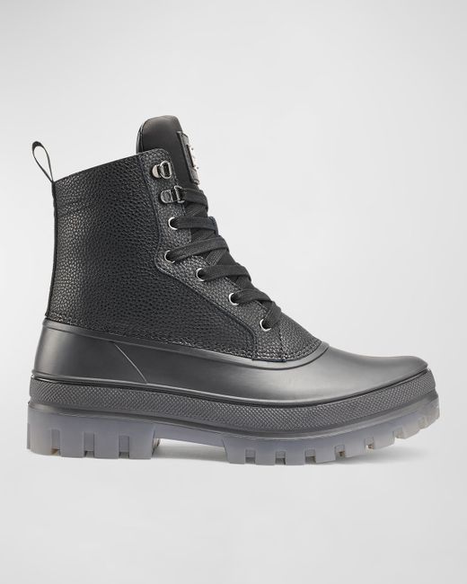 Karl Lagerfeld Fleece-Lined Leather Lace-Up Winter Boots