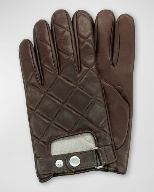 Portolano Diamond-Quilted Leather Driving Gloves