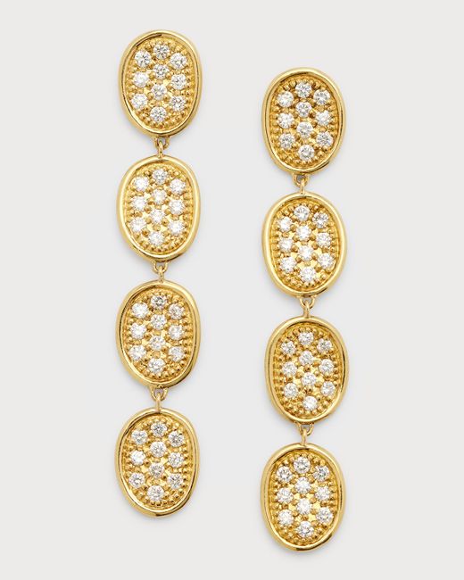Marco Bicego 18K Gold Lunaria Pave Diamond 4-Drop Earrings