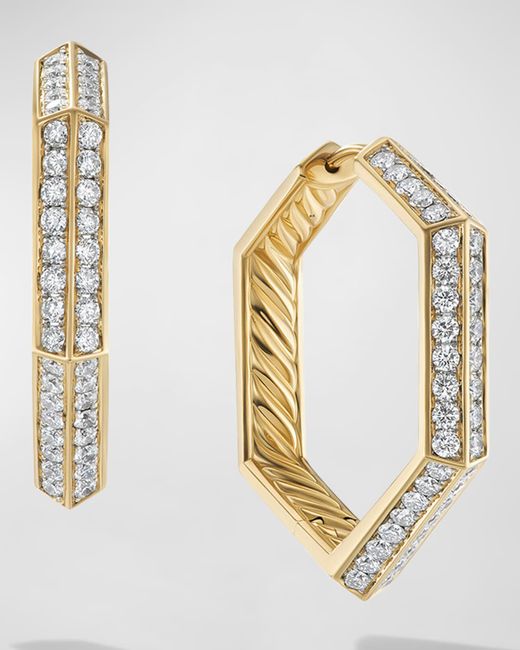 David Yurman Carlyle Hoop Earrings with Diamonds in 18K Gold 26mm 1L