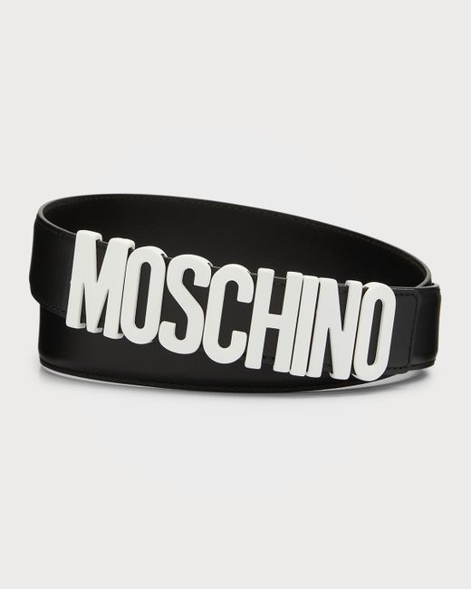 Moschino Metal Logo Leather Belt