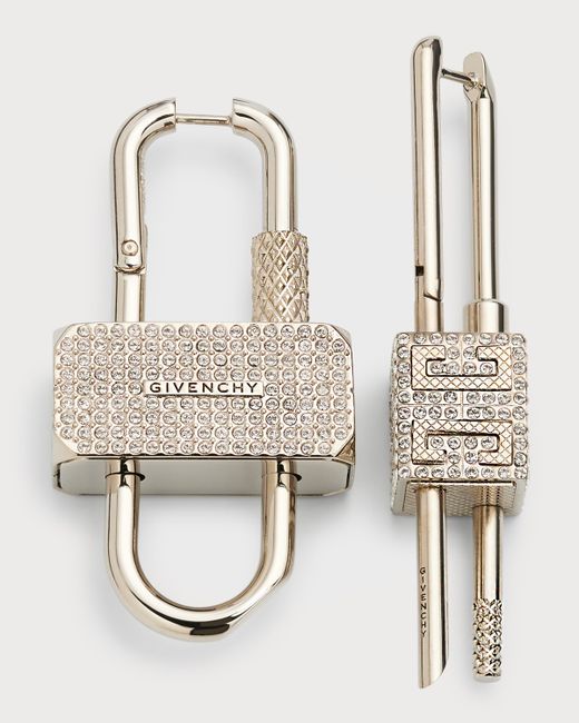 Givenchy Asymmetrical Crystal Paveacute Lock Earrings
