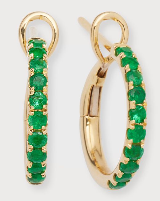 Frederic Sage 18K Gold Emerald Polished Inner Hoop Earrings