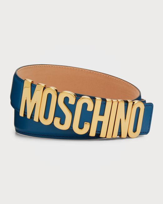 Moschino Metal Logo Leather Belt