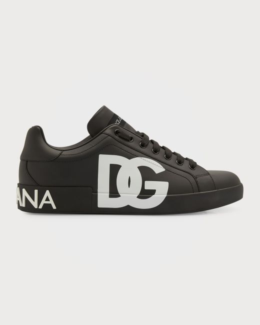 Dolce & Gabbana Calfskin Nappa Portofino Sneakers with DG Logo Print