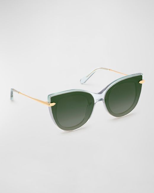Krewe Lavaeu Mixed-Media Cat-Eye Sunglasses