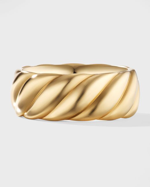 David Yurman Sculpted Cable Contour Band Ring in 18K 9mm 13