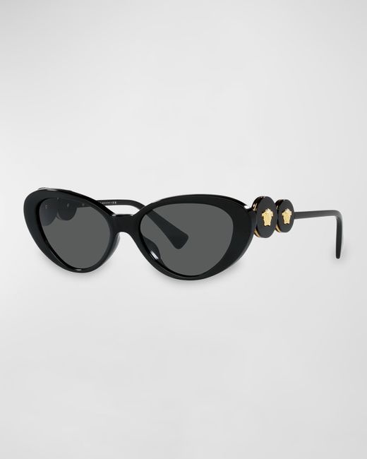 Versace Logo Emblem Acetate Cat-Eye Sunglasses