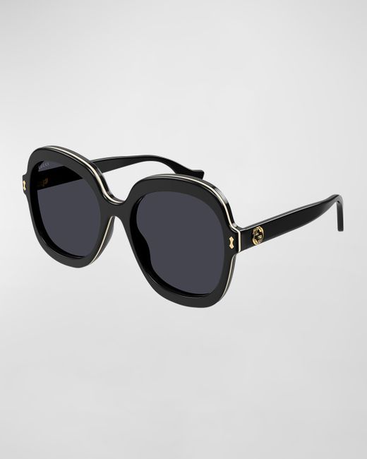 Gucci GG Contrast Rim Acetate Butterfly Sunglasses