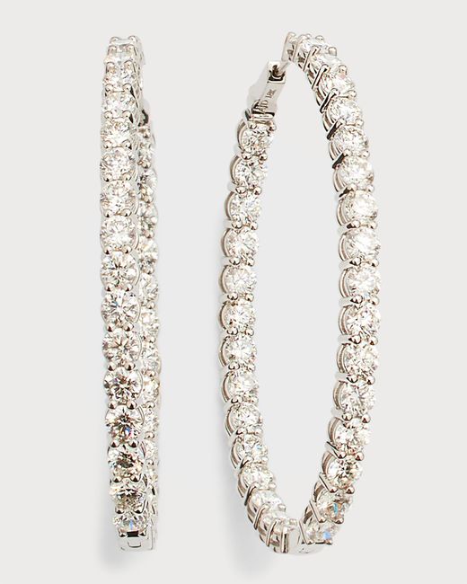 Neiman Marcus Diamonds 18K Gold Diamond Oval-Hoop Earrings 2