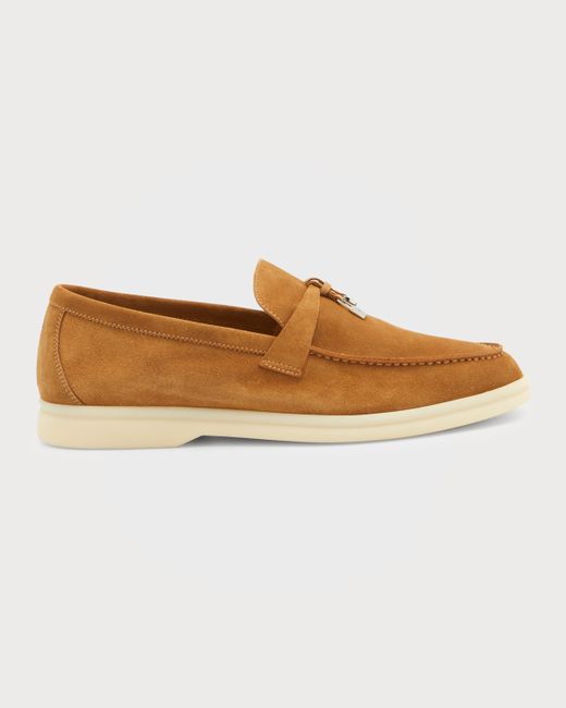 Loro Piana Summer Charms Walk Suede Loafers