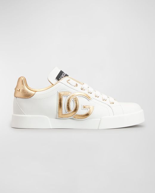 Dolce & Gabbana Bicolor Low-Top Leather Sneakers