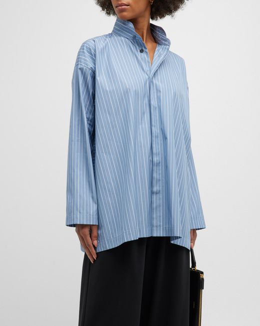 eskandar Striped Button-Front A-Line Shirt