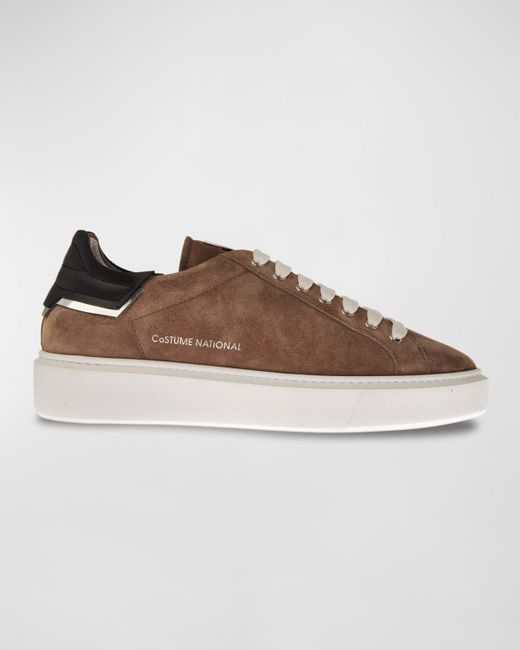 Costume National Logo Suede Low-Top Sneakers