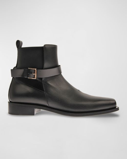 Costume National Buckle Zip Leather Ankle Boots