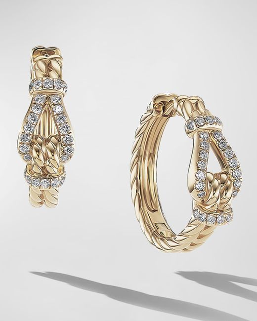 David Yurman Thoroughbred Loop Hoop Earrings with Diamonds in 18K Gold 7mm 0.75