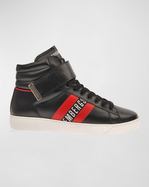 Bikkembergs Logo High-Top Leather Sneakers