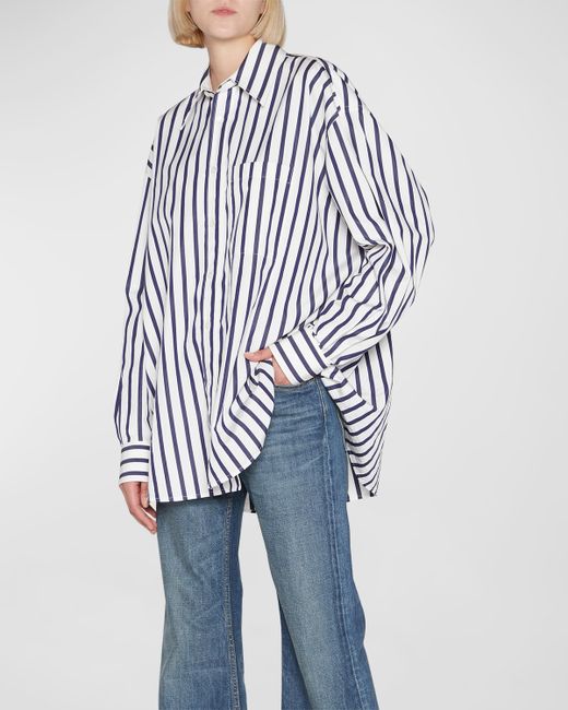 Bottega Veneta Wide Striped Oversized Collared Shirt