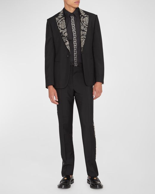 Versace Barocco Studded-Lapel Tuxedo Jacket