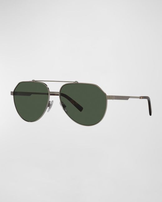 Dolce & Gabbana Polarized Double-Bridge Pilot Sunglasses