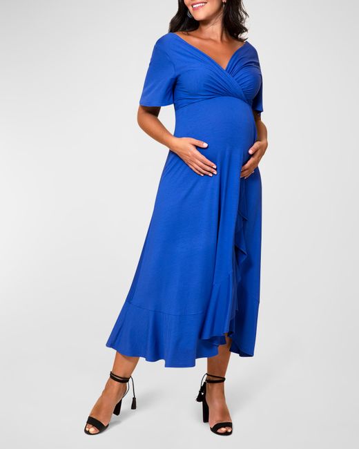 Tiffany Rose Maternity Waterfall Flutter-Sleeve Midi Dress