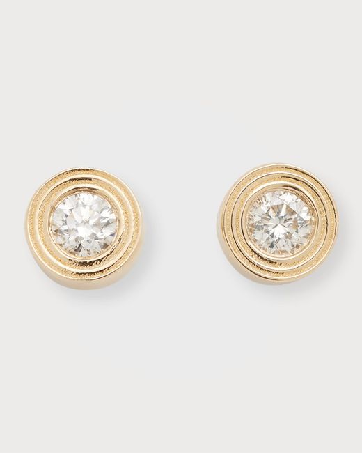 Sydney Evan Fluted 14K Gold and Diamond Stud Earrings