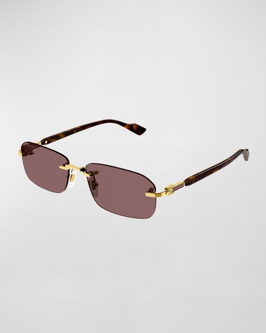 Gucci Rimless Metal Rectangle Sunglasses