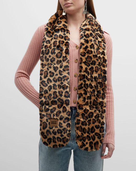 Ugg Leopard-Print Faux Fur Scarf