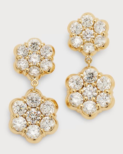Bayco 18k Gold Flower Diamond Drop Earrings